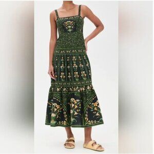 Farm Rio Midi Sleeveless Green Linen Blend Dress size M